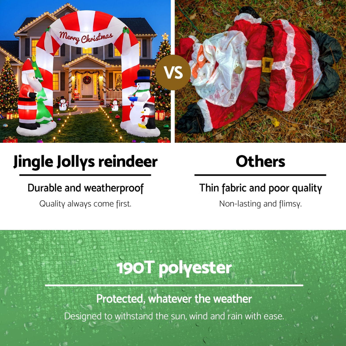 Jingle Jollys Occasions > Christmas > Christmas Decorations Jingle Jollys Christmas Inflatable Archwary Santa 3M Illuminated Decorations