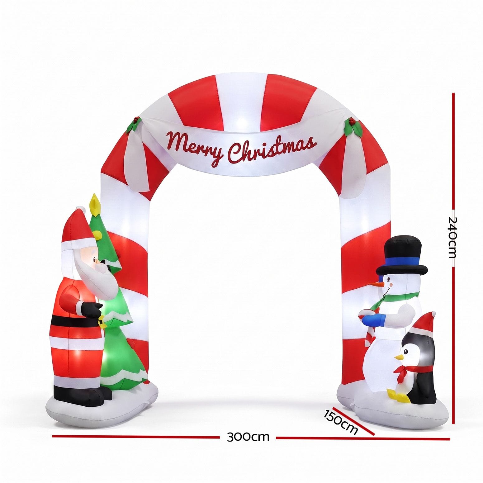 Jingle Jollys Occasions > Christmas > Christmas Decorations Jingle Jollys Christmas Inflatable Archwary Santa 3M Illuminated Decorations