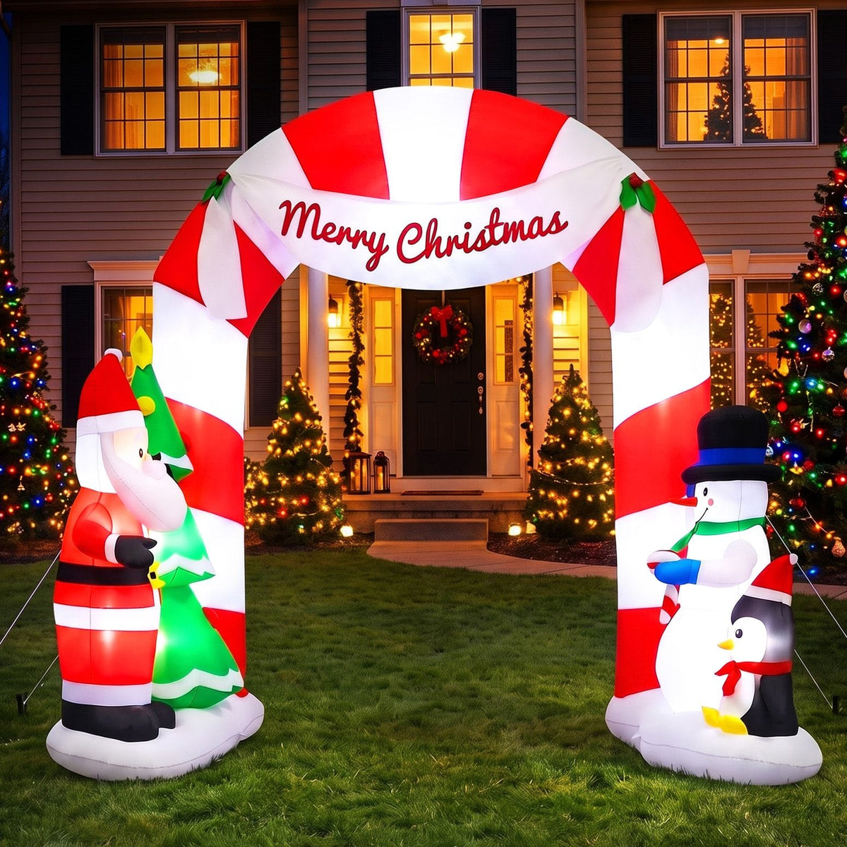 Jingle Jollys Occasions > Christmas > Christmas Decorations Jingle Jollys Christmas Inflatable Archwary Santa 3M Illuminated Decorations