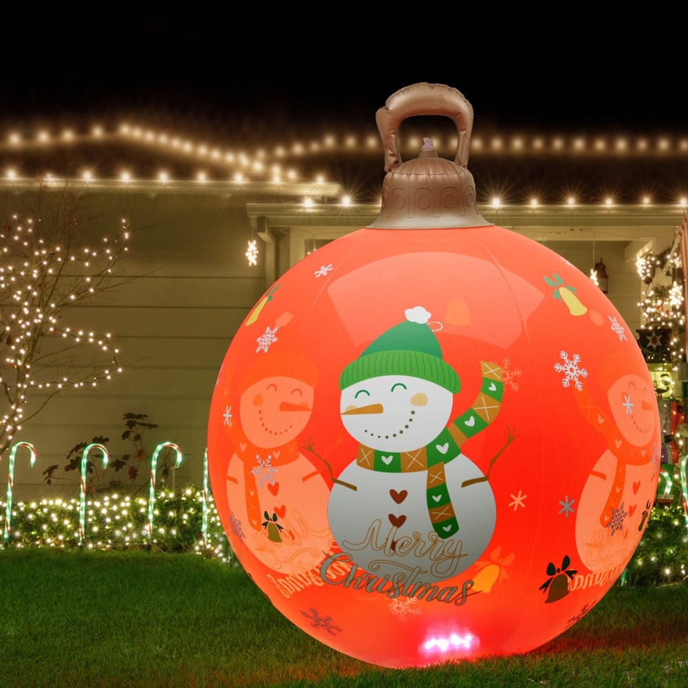 Jingle Jollys Occasions > Christmas > Christmas Decorations Jingle Jollys Christmas Inflatable Ball 60cm Illuminated Led Snowman Xmas Decor
