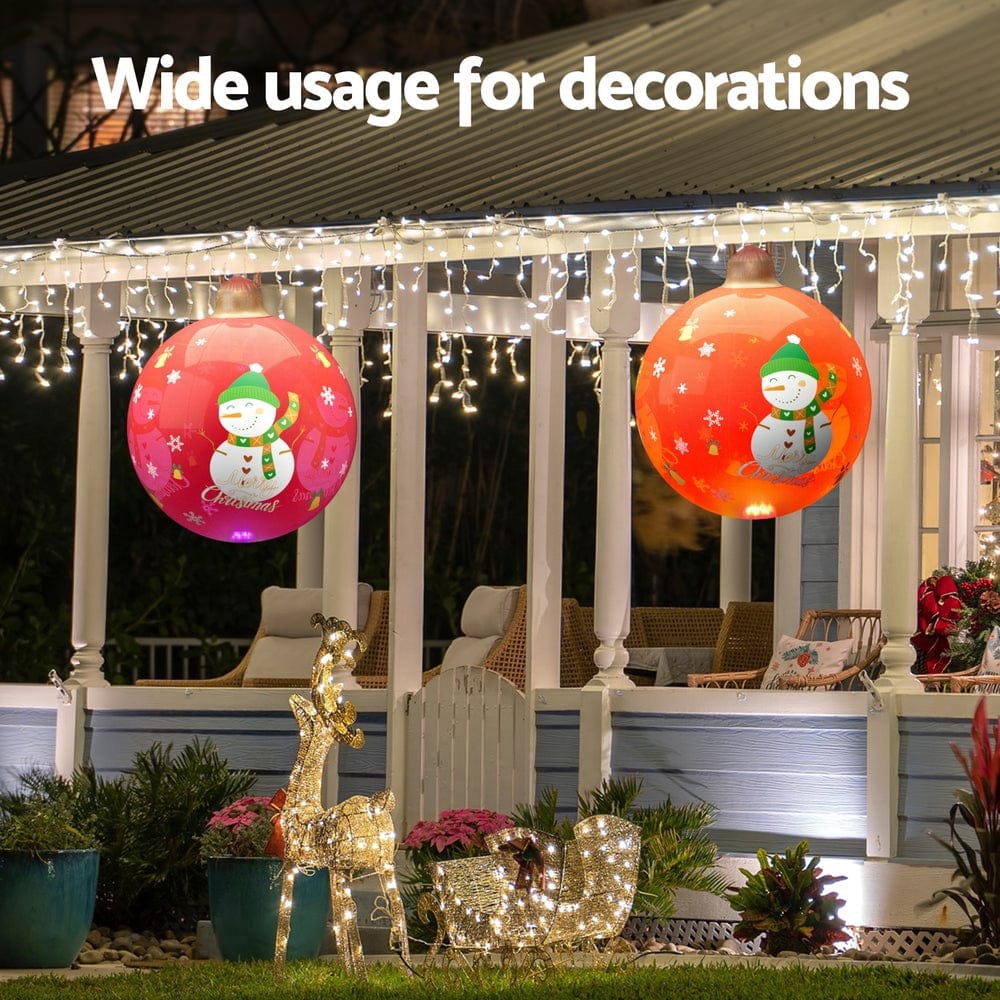 Jingle Jollys Occasions > Christmas > Christmas Decorations Jingle Jollys Christmas Inflatable Ball 60cm Illuminated Led Snowman Xmas Decor