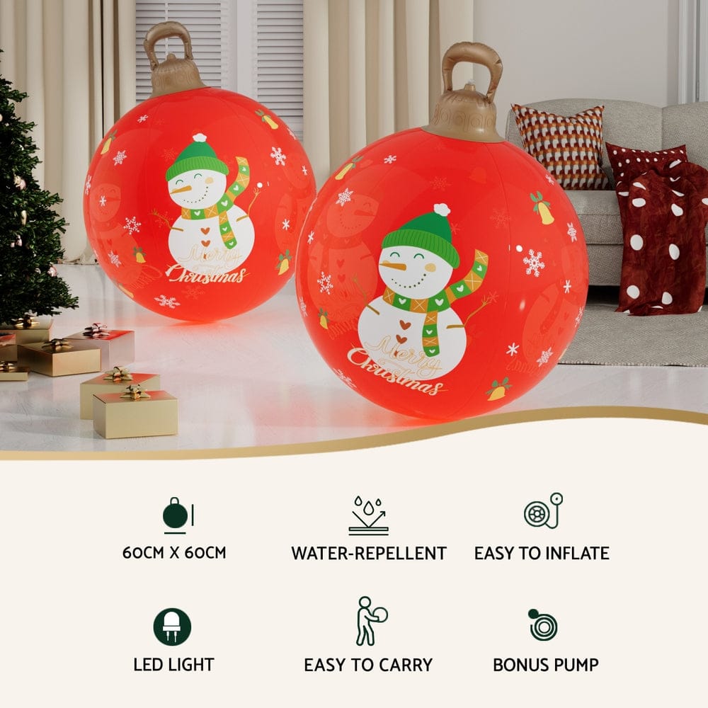 Jingle Jollys Occasions > Christmas > Christmas Decorations Jingle Jollys Christmas Inflatable Ball 60cm Illuminated Led Snowman Xmas Decor