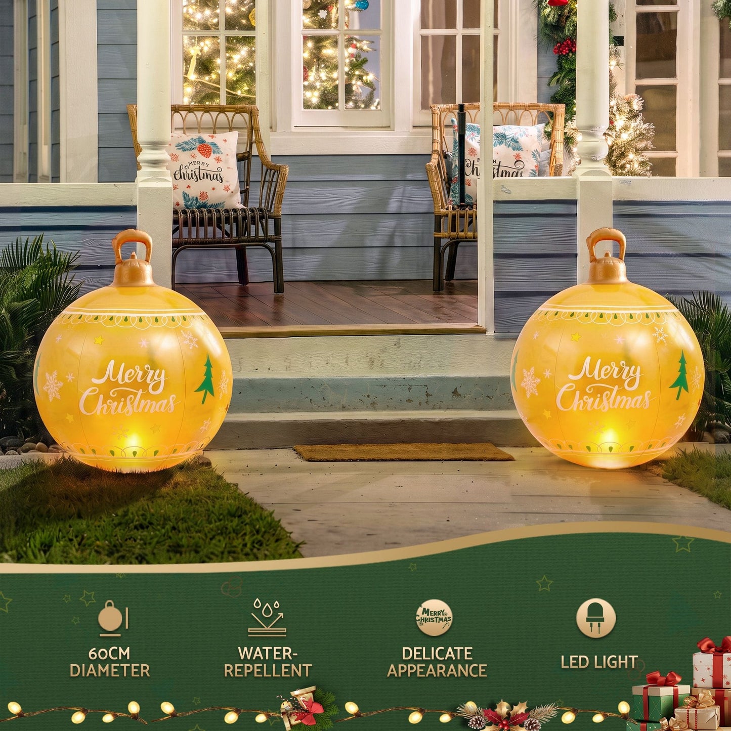 Jingle Jollys Occasions > Christmas > Christmas Decorations Jingle Jollys Christmas Inflatable Ball 60cm Led Illuminated Xmas Decoration