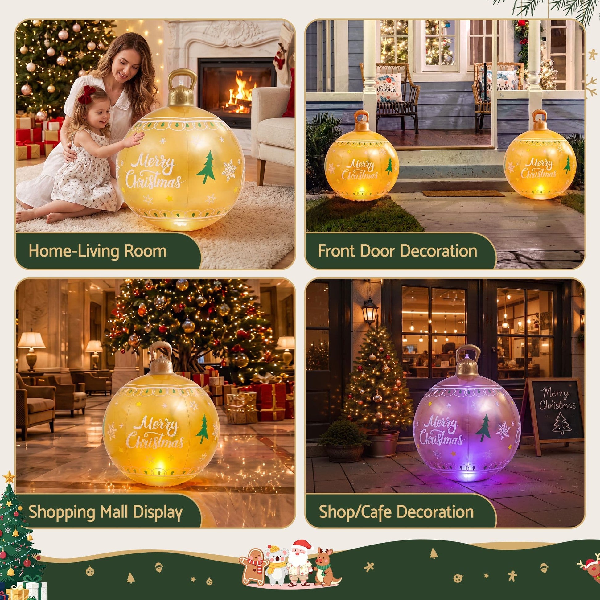 Jingle Jollys Occasions > Christmas > Christmas Decorations Jingle Jollys Christmas Inflatable Ball 60cm Led Illuminated Xmas Decoration