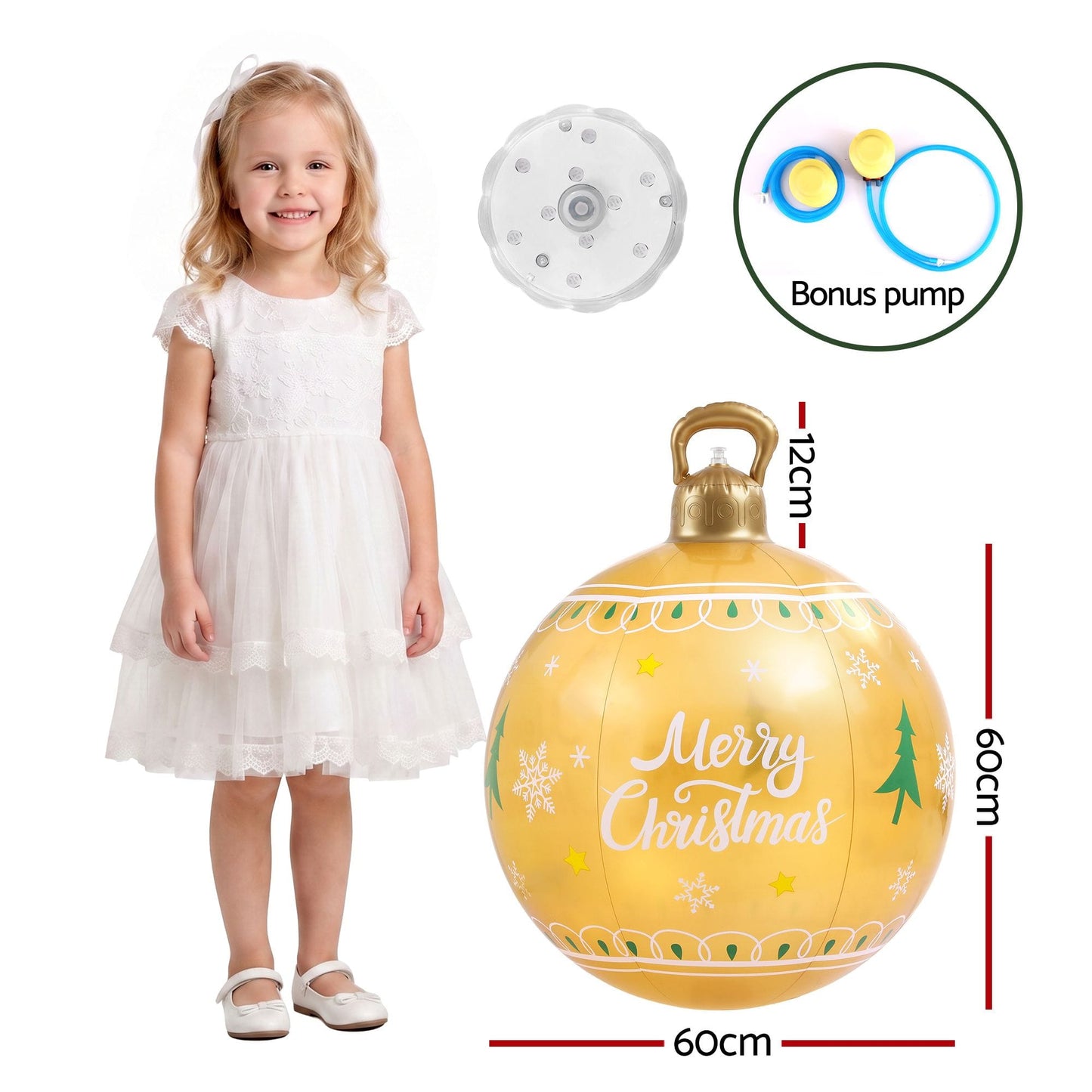Jingle Jollys Occasions > Christmas > Christmas Decorations Jingle Jollys Christmas Inflatable Ball 60cm Led Illuminated Xmas Decoration