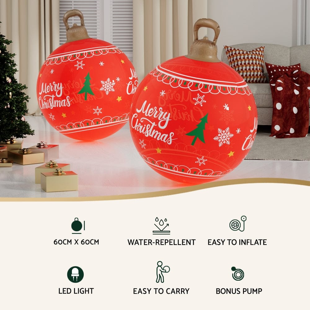 Jingle Jollys Occasions > Christmas > Christmas Decorations Jingle Jollys Christmas Inflatable Ball 60cm Led Illuminated Xmas Decoration Red