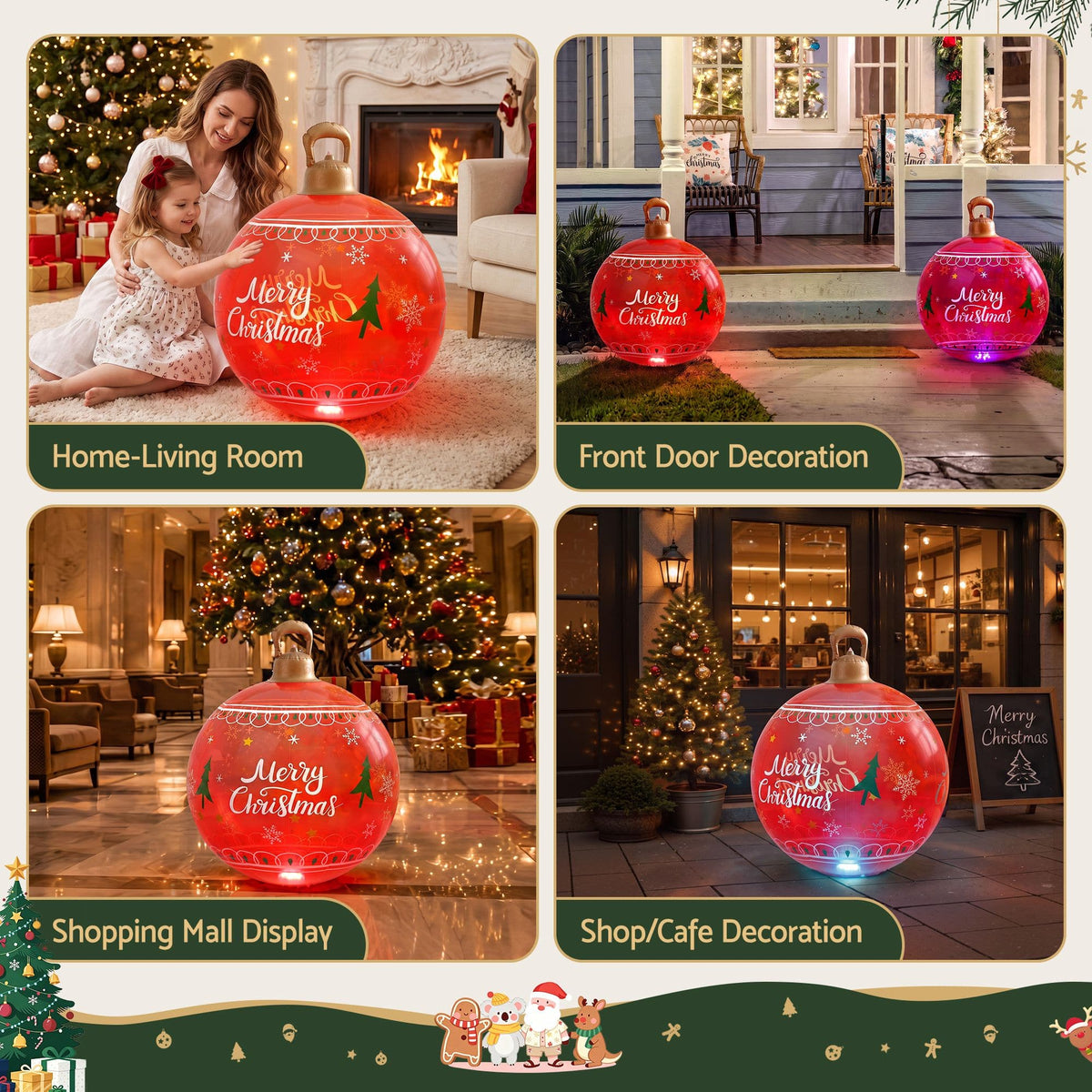Jingle Jollys Occasions > Christmas > Christmas Decorations Jingle Jollys Christmas Inflatable Ball 60cm Led Illuminated Xmas Decoration Red