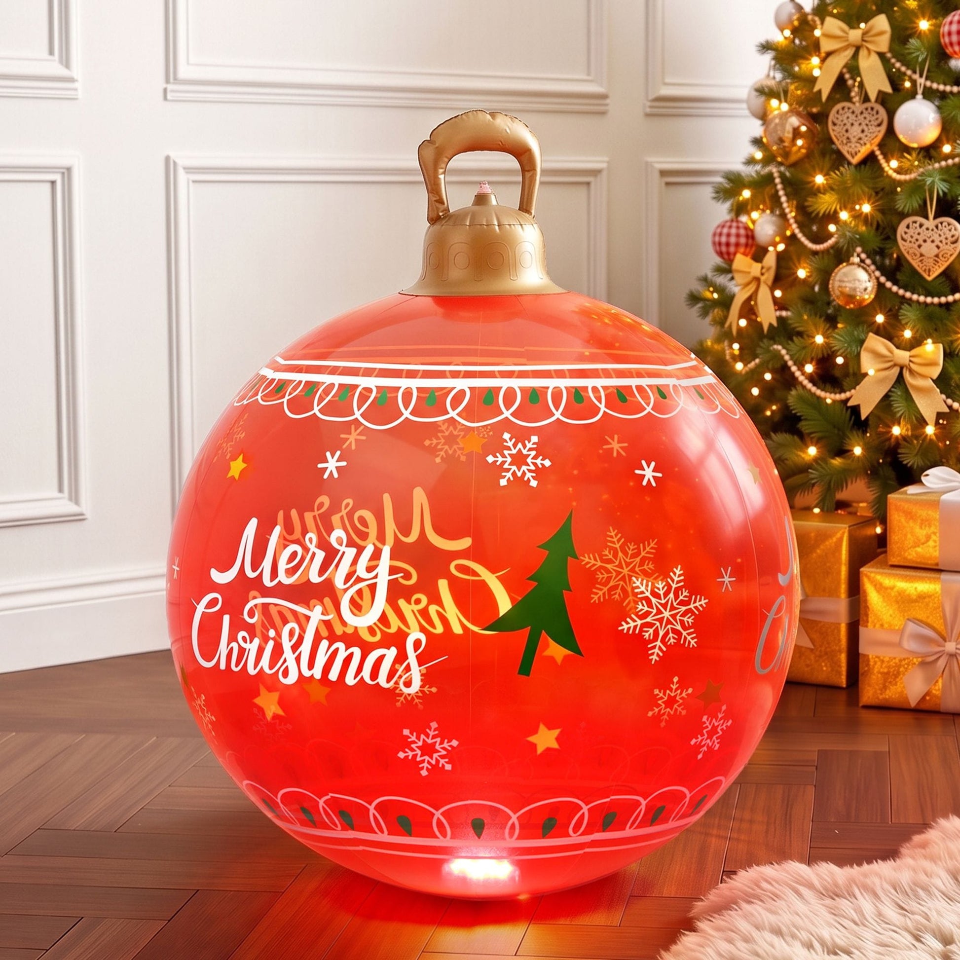 Jingle Jollys Occasions > Christmas > Christmas Decorations Jingle Jollys Christmas Inflatable Ball 60cm Led Illuminated Xmas Decoration Red
