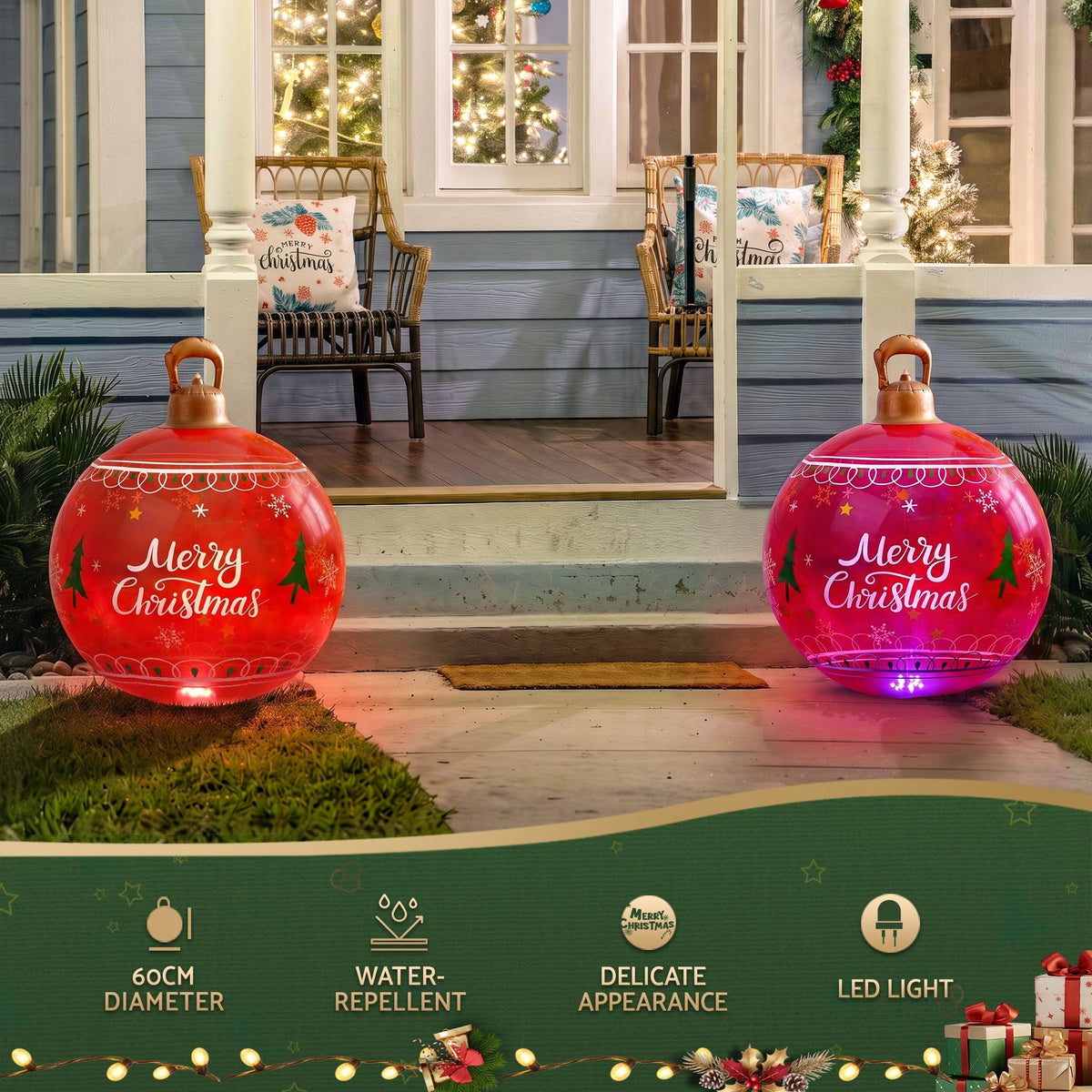 Jingle Jollys Occasions > Christmas > Christmas Decorations Jingle Jollys Christmas Inflatable Ball 60cm Led Illuminated Xmas Decoration Red