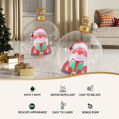 Jingle Jollys Occasions > Christmas > Christmas Decorations Jingle Jollys Christmas Inflatable Ball 60cm Santa Decoration Giant Bauble Clear