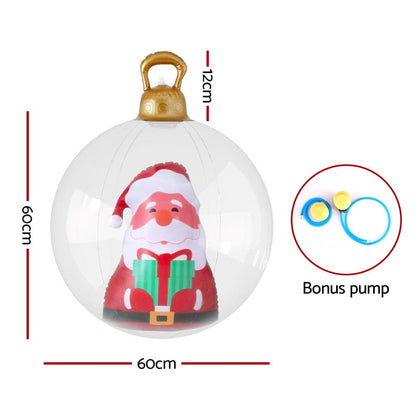 Jingle Jollys Occasions > Christmas > Christmas Decorations Jingle Jollys Christmas Inflatable Ball 60cm Santa Decoration Giant Bauble Clear