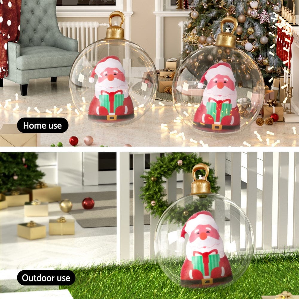 Jingle Jollys Occasions > Christmas > Christmas Decorations Jingle Jollys Christmas Inflatable Ball 60cm Santa Decoration Giant Bauble Clear
