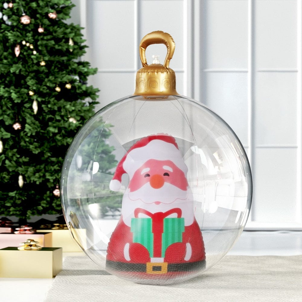 Jingle Jollys Occasions > Christmas > Christmas Decorations Jingle Jollys Christmas Inflatable Ball 60cm Santa Decoration Giant Bauble Clear