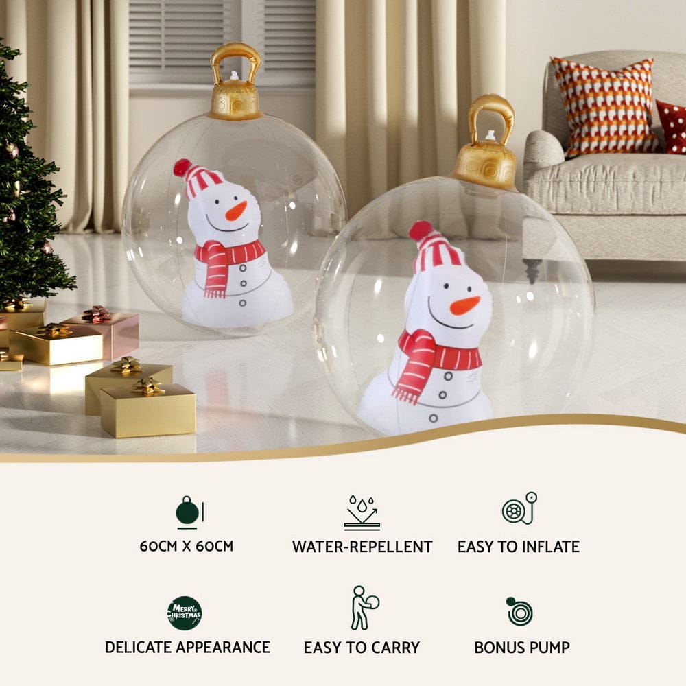 Jingle Jollys Occasions > Christmas > Christmas Decorations Jingle Jollys Christmas Inflatable Ball 60cm Snowman Decoration Giant Bauble