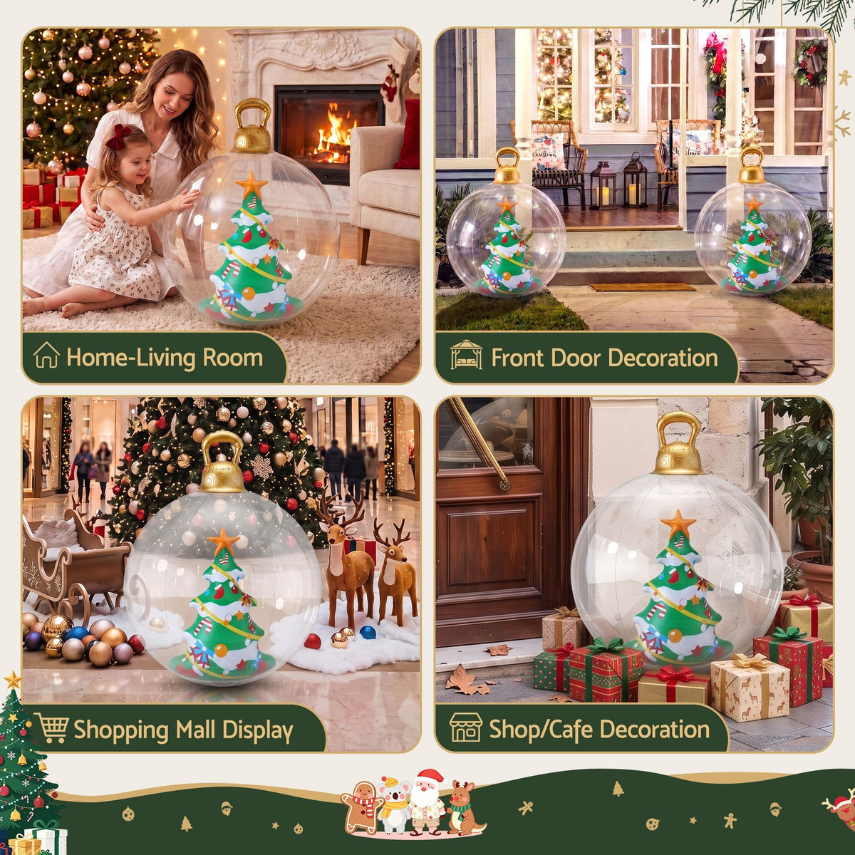 Jingle Jollys Occasions > Christmas > Christmas Decorations Jingle Jollys Christmas Inflatable Ball 60cm Tree Decoration Giant Bauble Clear