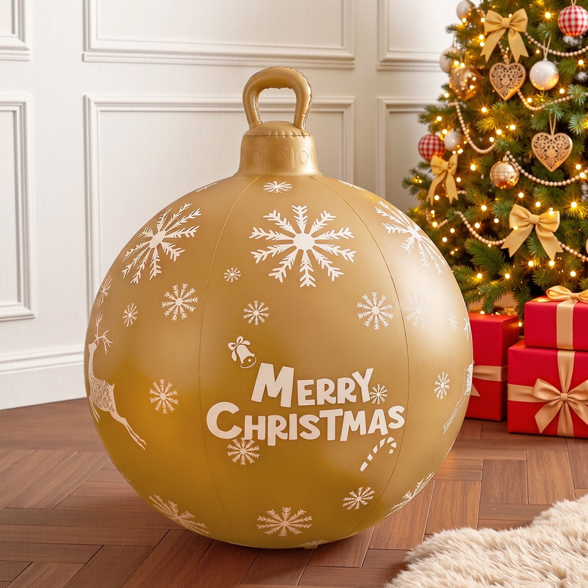 Jingle Jollys Occasions > Christmas > Christmas Decorations Jingle Jollys Christmas Inflatable Ball Bauble 60cm Outdoor Decoration Gold