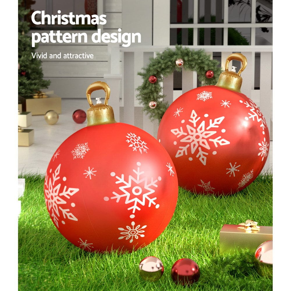 Jingle Jollys Occasions > Christmas > Christmas Decorations Jingle Jollys Christmas Inflatable Ball Bauble 60cm Outdoor Decoration Red