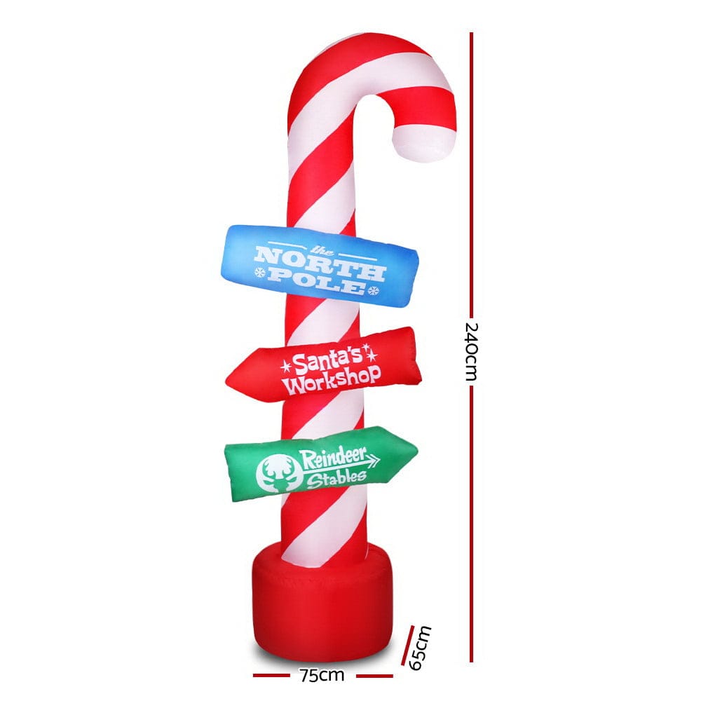 Jingle Jollys Occasions > Christmas > Christmas Decorations Jingle Jollys Christmas Inflatable Candy Pole 2.4M Illuminated Decorations
