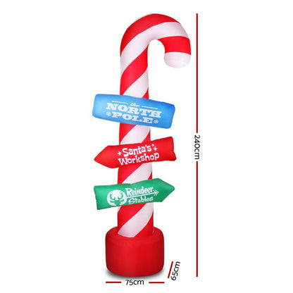 Jingle Jollys Occasions > Christmas > Christmas Decorations Jingle Jollys Christmas Inflatable Candy Pole 2.4M Illuminated Decorations