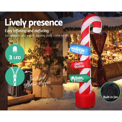 Jingle Jollys Occasions > Christmas > Christmas Decorations Jingle Jollys Christmas Inflatable Candy Pole 2.4M Illuminated Decorations