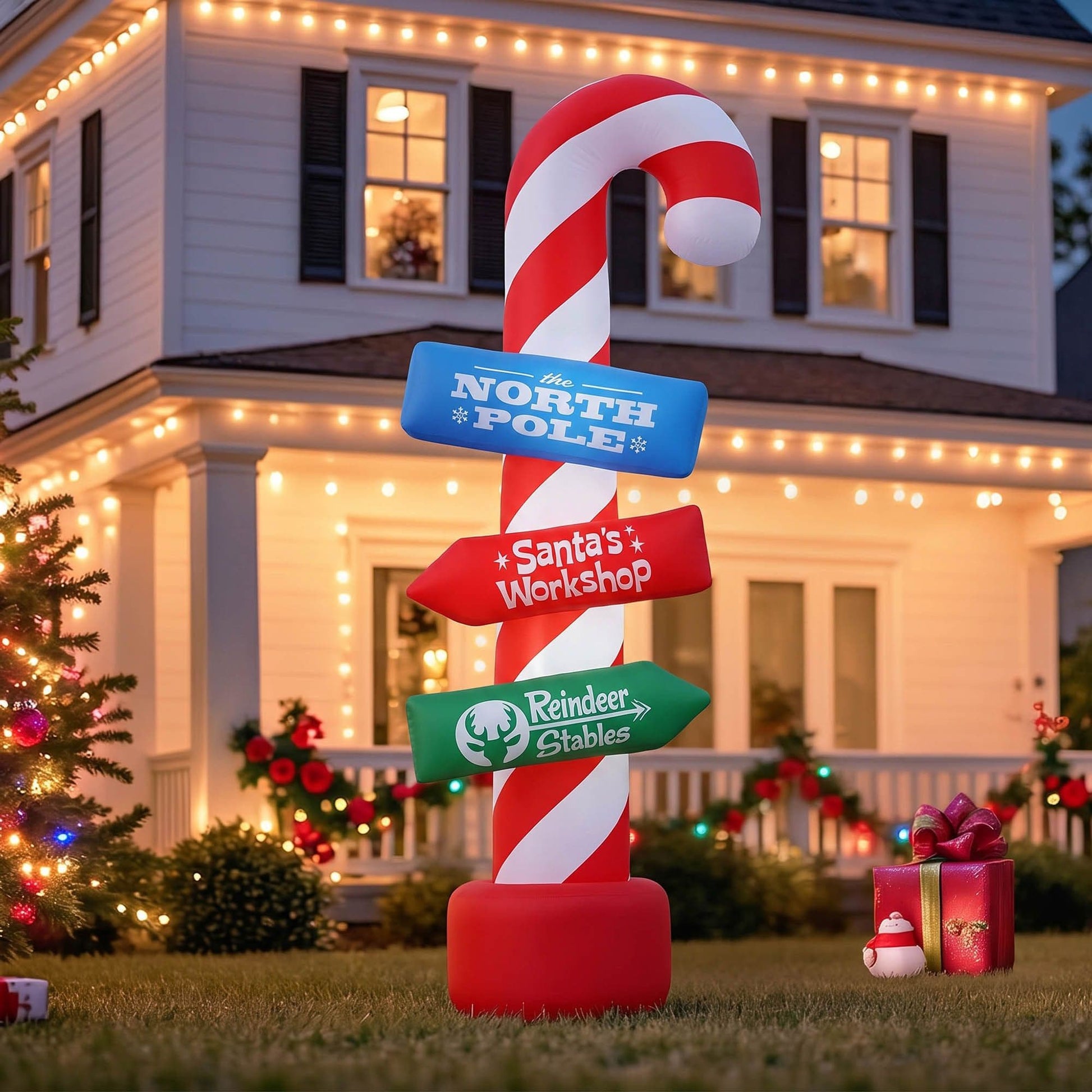 Jingle Jollys Occasions > Christmas > Christmas Decorations Jingle Jollys Christmas Inflatable Candy Pole 2.4M Illuminated Decorations