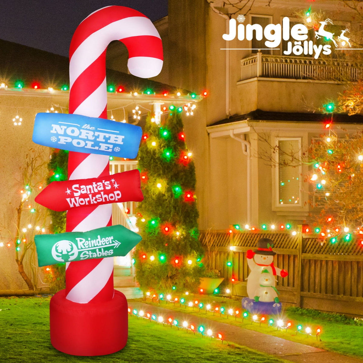 Jingle Jollys Occasions > Christmas > Christmas Decorations Jingle Jollys Christmas Inflatable Candy Pole 2.4M Illuminated Decorations
