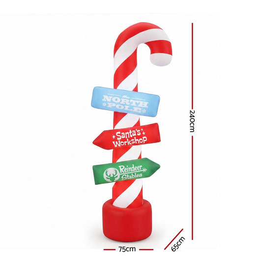 Jingle Jollys Occasions > Christmas > Christmas Decorations Jingle Jollys Christmas Inflatable Candy Pole 2.4M Illuminated Decorations