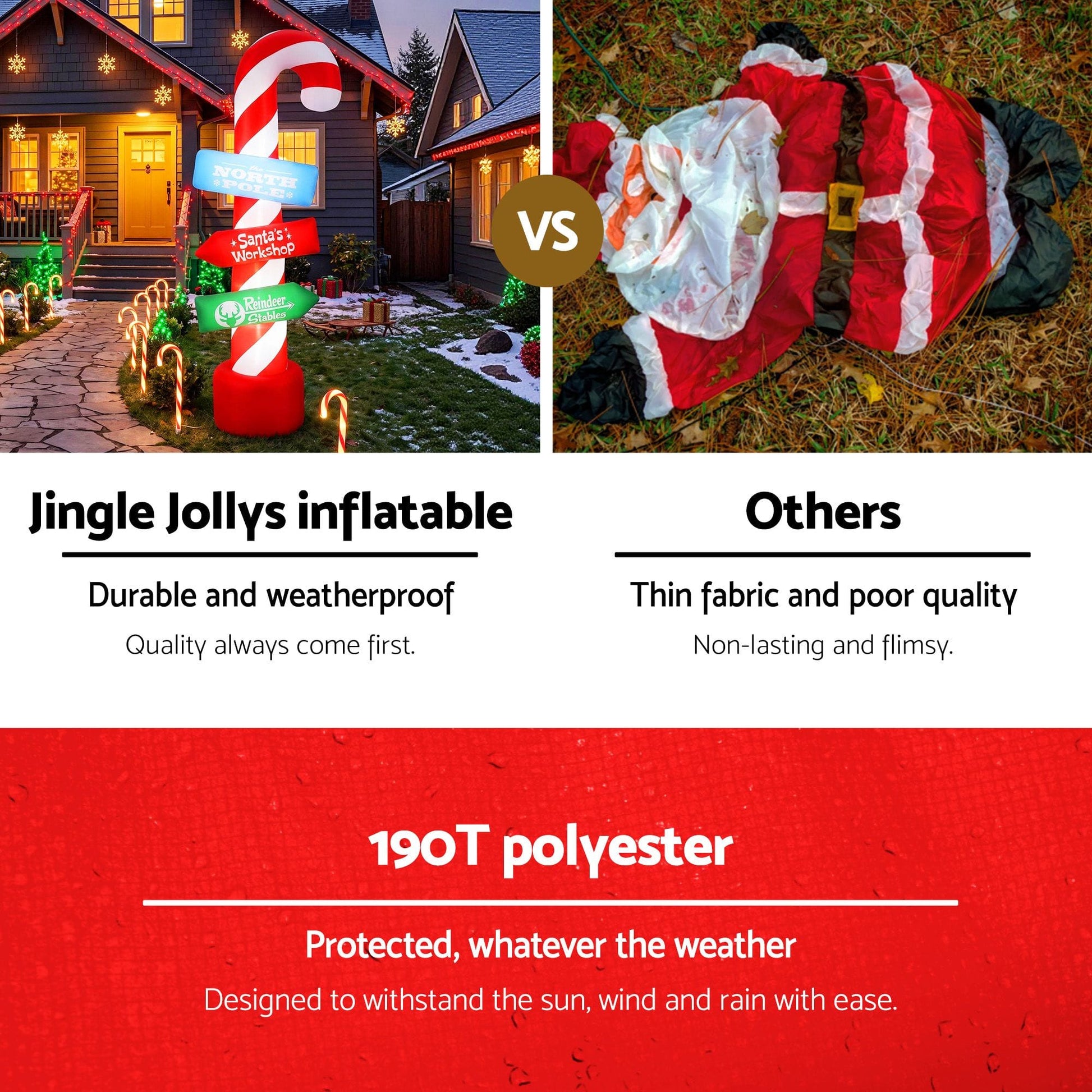 Jingle Jollys Occasions > Christmas > Christmas Decorations Jingle Jollys Christmas Inflatable Candy Pole 2.4M Illuminated Decorations
