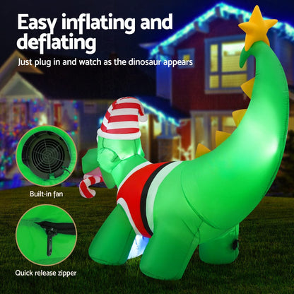 Jingle Jollys Occasions > Christmas > Christmas Decorations Jingle Jollys Christmas Inflatable Dinosaur 1.86M Height LED Decorations Illuminated