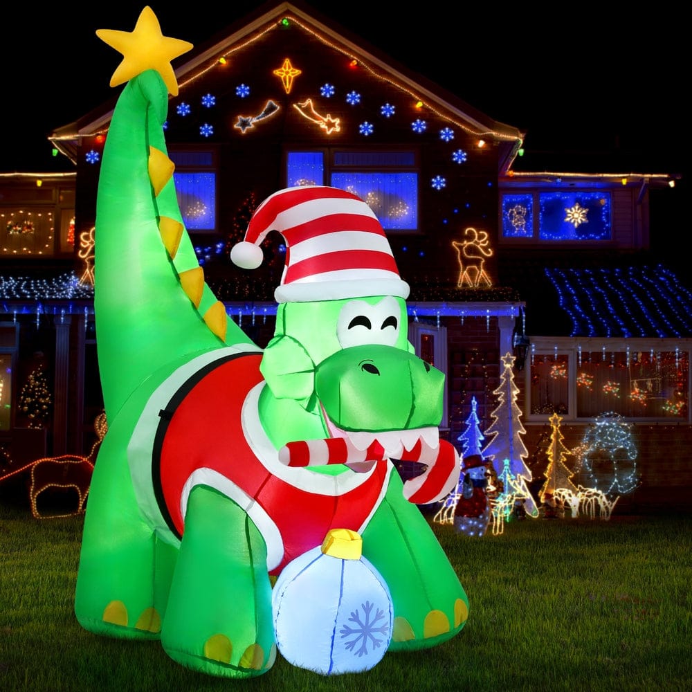 Jingle Jollys Occasions > Christmas > Christmas Decorations Jingle Jollys Christmas Inflatable Dinosaur 1.86M Height LED Decorations Illuminated