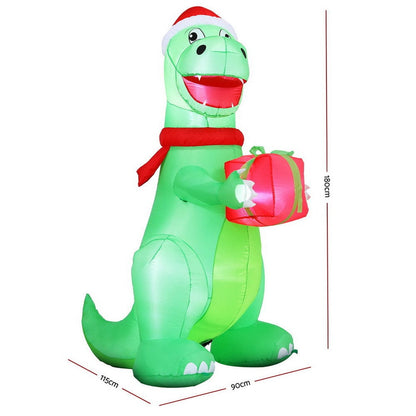 Jingle Jollys Occasions > Christmas > Christmas Decorations Jingle Jollys Christmas Inflatable Dinosaur 1.8M Height LED Decorations Illuminated