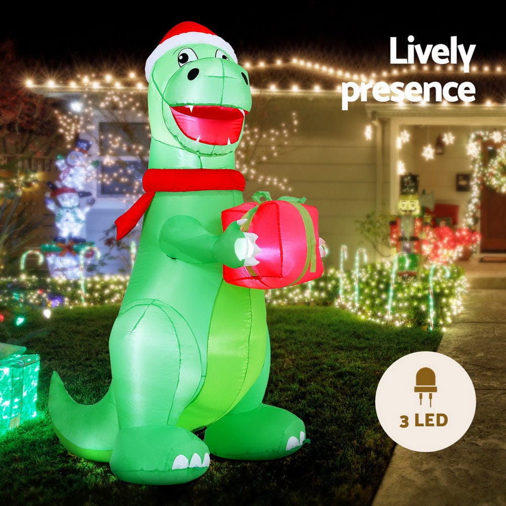 Jingle Jollys Occasions > Christmas > Christmas Decorations Jingle Jollys Christmas Inflatable Dinosaur 1.8M Height LED Decorations Illuminated