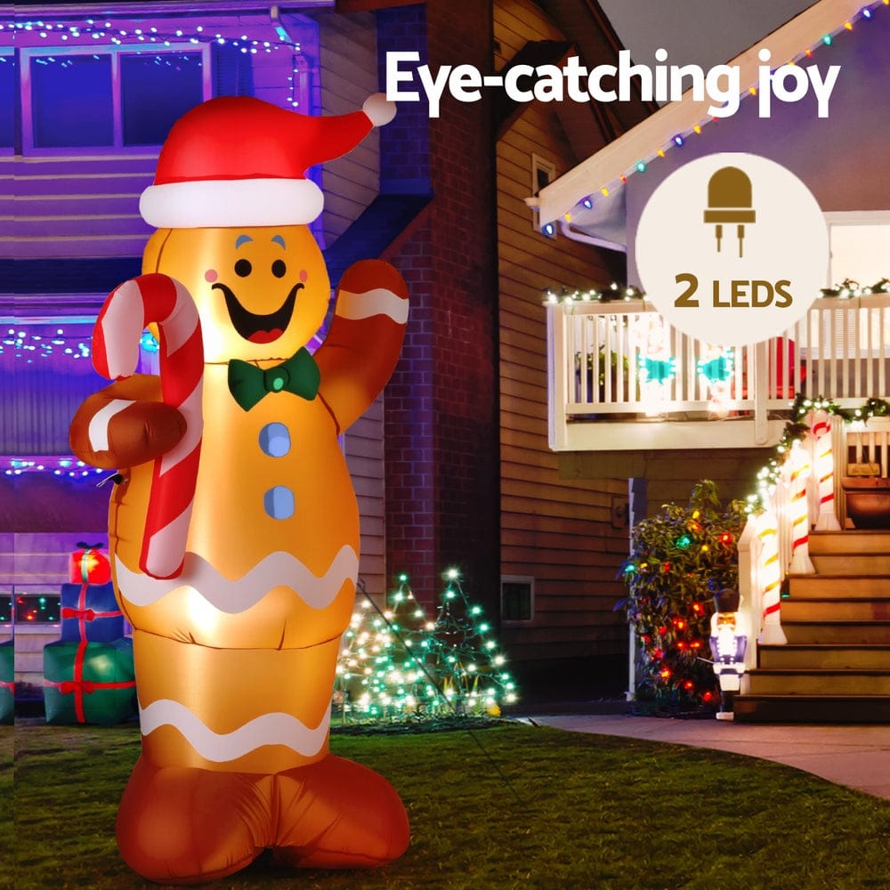 Jingle Jollys Occasions > Christmas > Christmas Decorations Jingle Jollys Christmas Inflatable Gingerbread Man 1.5M Height LED Decorations Illuminated