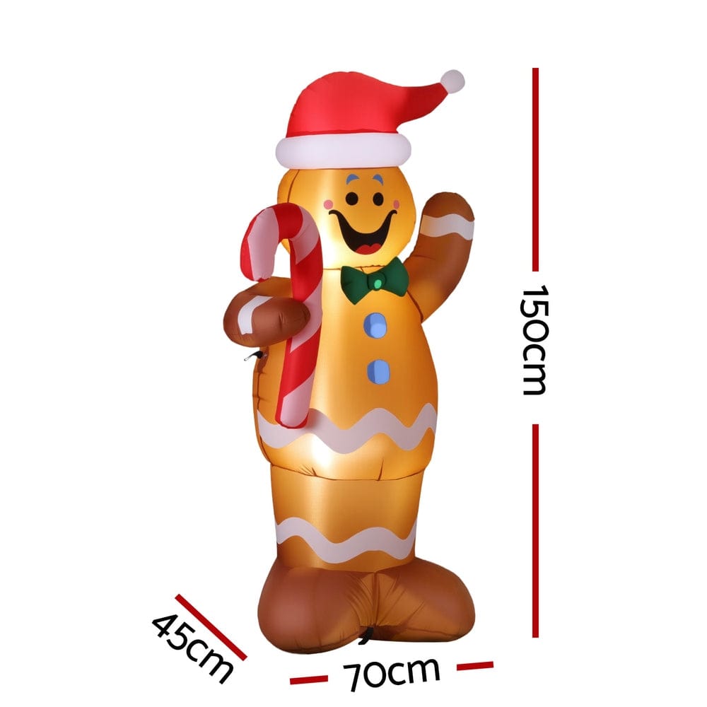 Jingle Jollys Occasions > Christmas > Christmas Decorations Jingle Jollys Christmas Inflatable Gingerbread Man 1.5M Height LED Decorations Illuminated