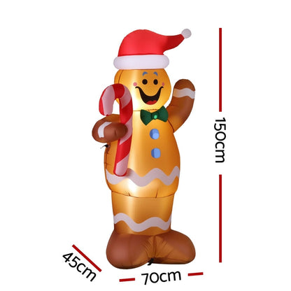 Jingle Jollys Occasions > Christmas > Christmas Decorations Jingle Jollys Christmas Inflatable Gingerbread Man 1.5M Height LED Decorations Illuminated