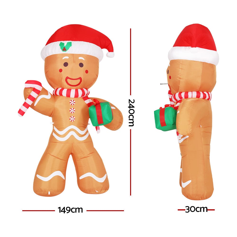 Jingle Jollys Occasions > Christmas > Christmas Decorations Jingle Jollys Christmas Inflatable Gingerbread Man 2.4M Illuminated Decorations