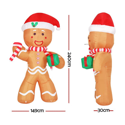 Jingle Jollys Occasions > Christmas > Christmas Decorations Jingle Jollys Christmas Inflatable Gingerbread Man 2.4M Illuminated Decorations