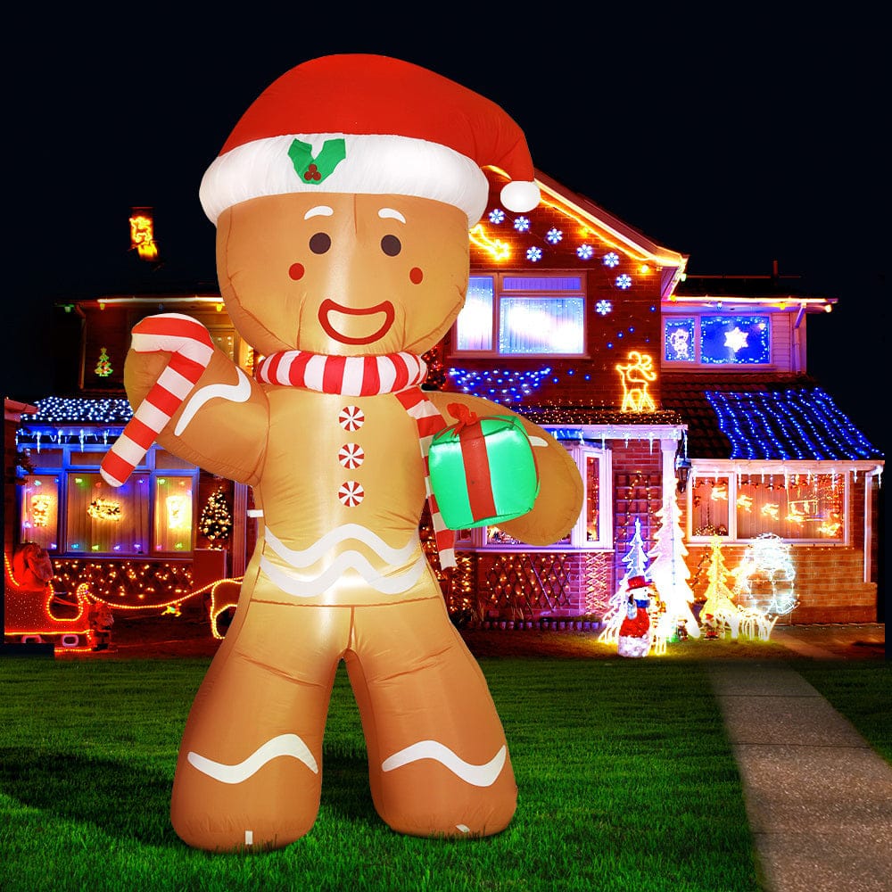 Jingle Jollys Occasions > Christmas > Christmas Decorations Jingle Jollys Christmas Inflatable Gingerbread Man 2.4M Illuminated Decorations