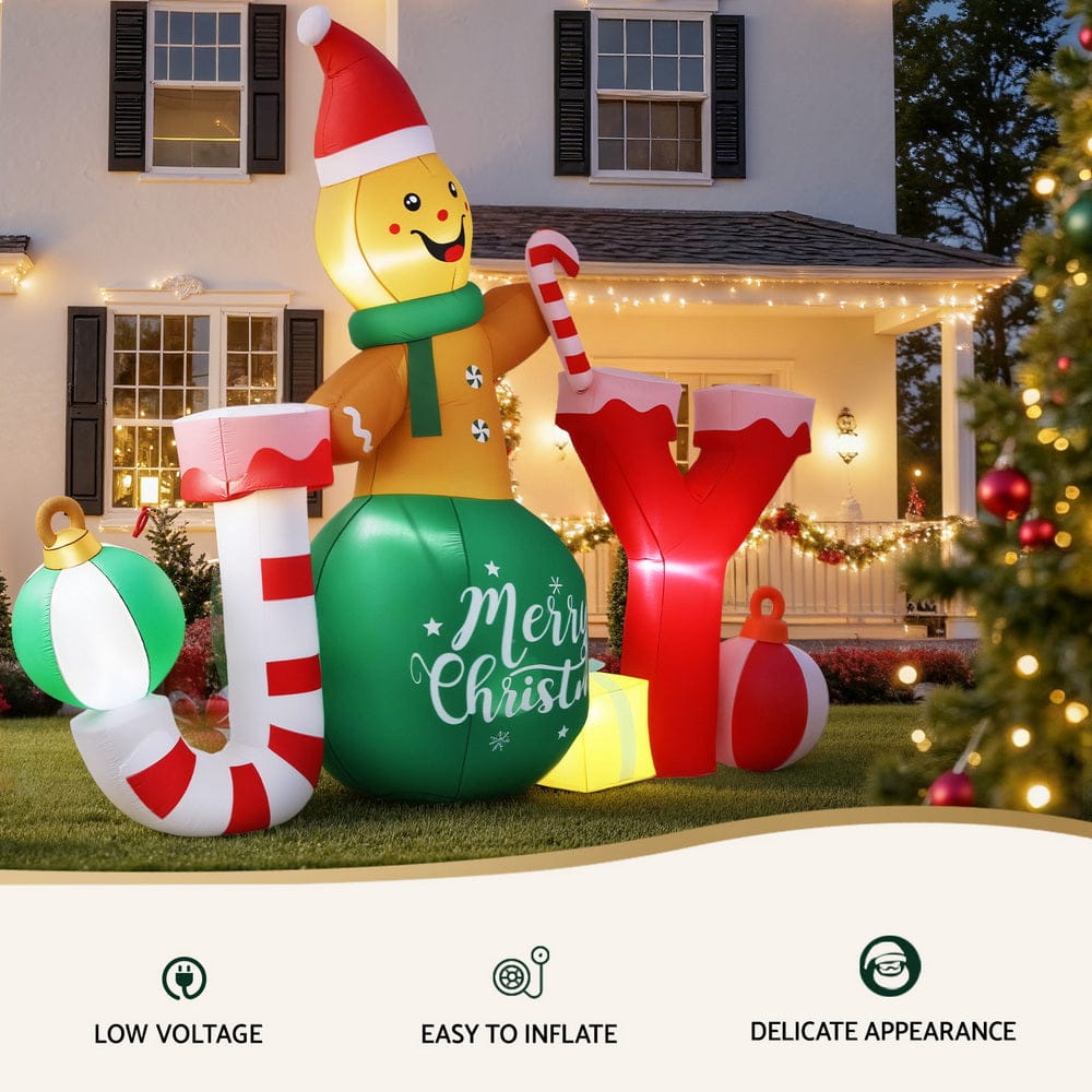 Jingle Jollys Occasions > Christmas > Christmas Decorations Jingle Jollys Christmas Inflatable Gingerman Joy 3M Long Outdoor Decorations Illuminated