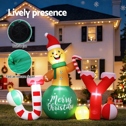 Jingle Jollys Occasions > Christmas > Christmas Decorations Jingle Jollys Christmas Inflatable Gingerman Joy 3M Long Outdoor Decorations Illuminated