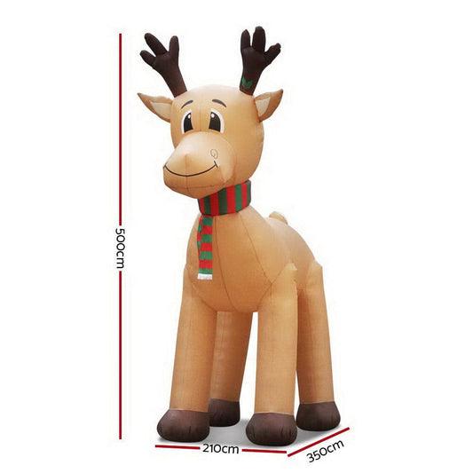 Jingle Jollys Occasions > Christmas > Christmas Decorations Jingle Jollys Christmas Inflatable Reindeer 5M Illuminated Decorations