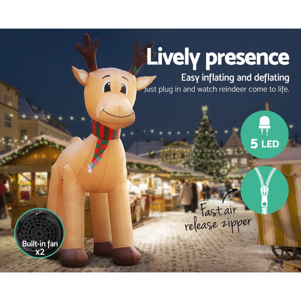 Jingle Jollys Occasions > Christmas > Christmas Decorations Jingle Jollys Christmas Inflatable Reindeer 5M Illuminated Decorations