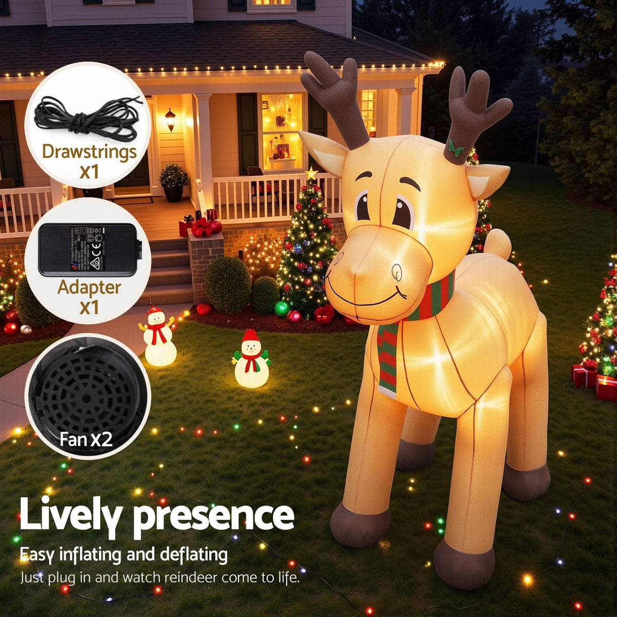 Jingle Jollys Occasions > Christmas > Christmas Decorations Jingle Jollys Christmas Inflatable Reindeer 5M Illuminated Decorations