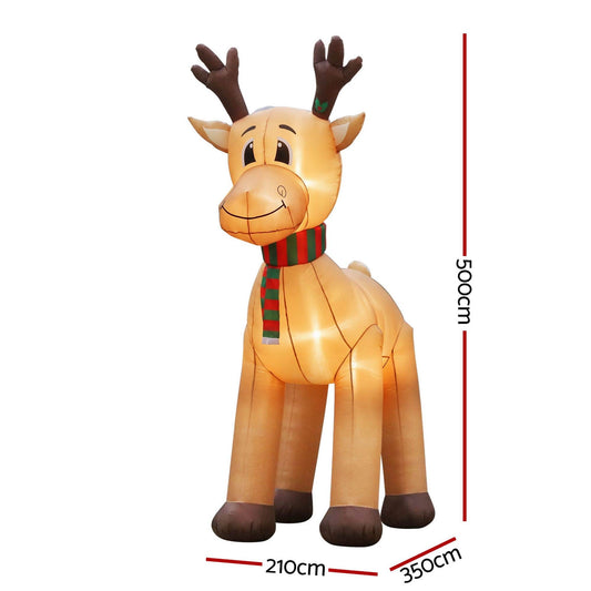 Jingle Jollys Occasions > Christmas > Christmas Decorations Jingle Jollys Christmas Inflatable Reindeer 5M Illuminated Decorations