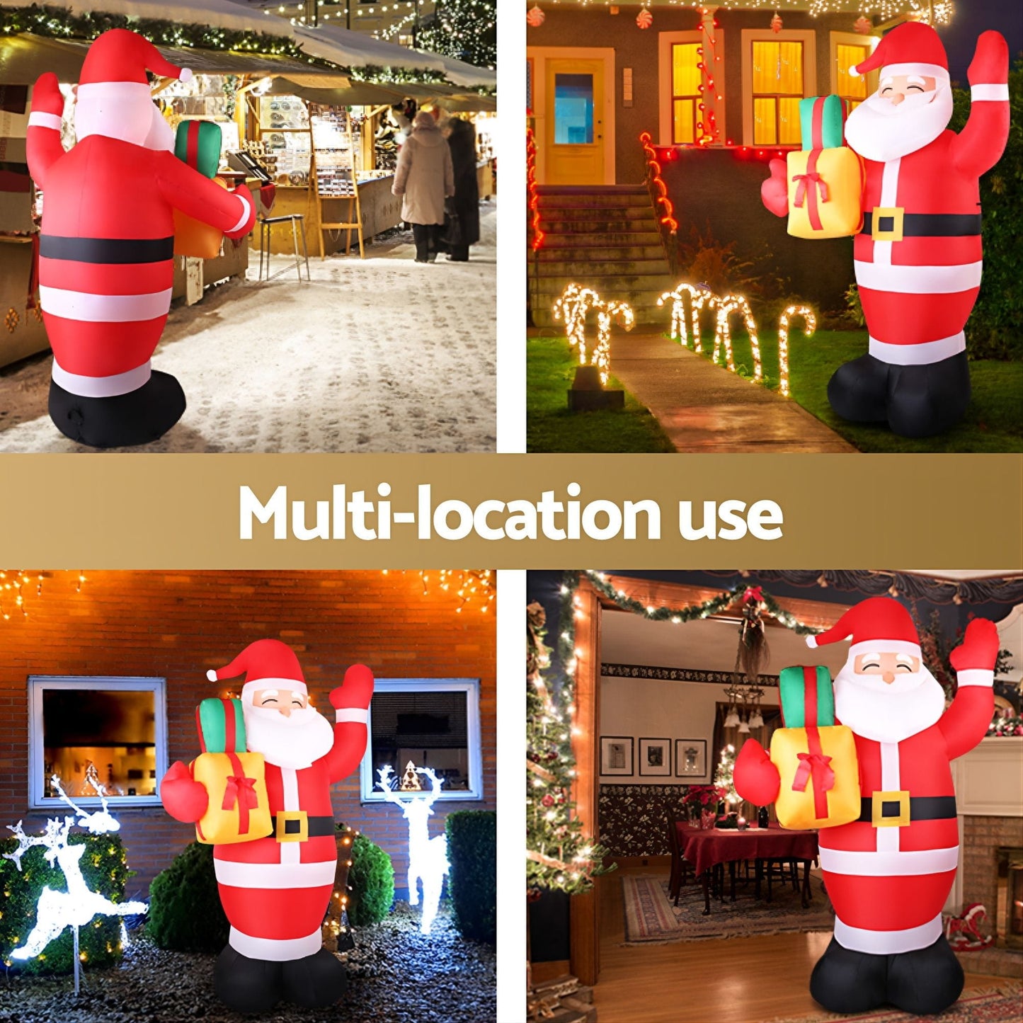 Jingle Jollys Occasions > Christmas > Christmas Decorations Jingle Jollys Christmas Inflatable Santa 2.4M Illuminated Decorations