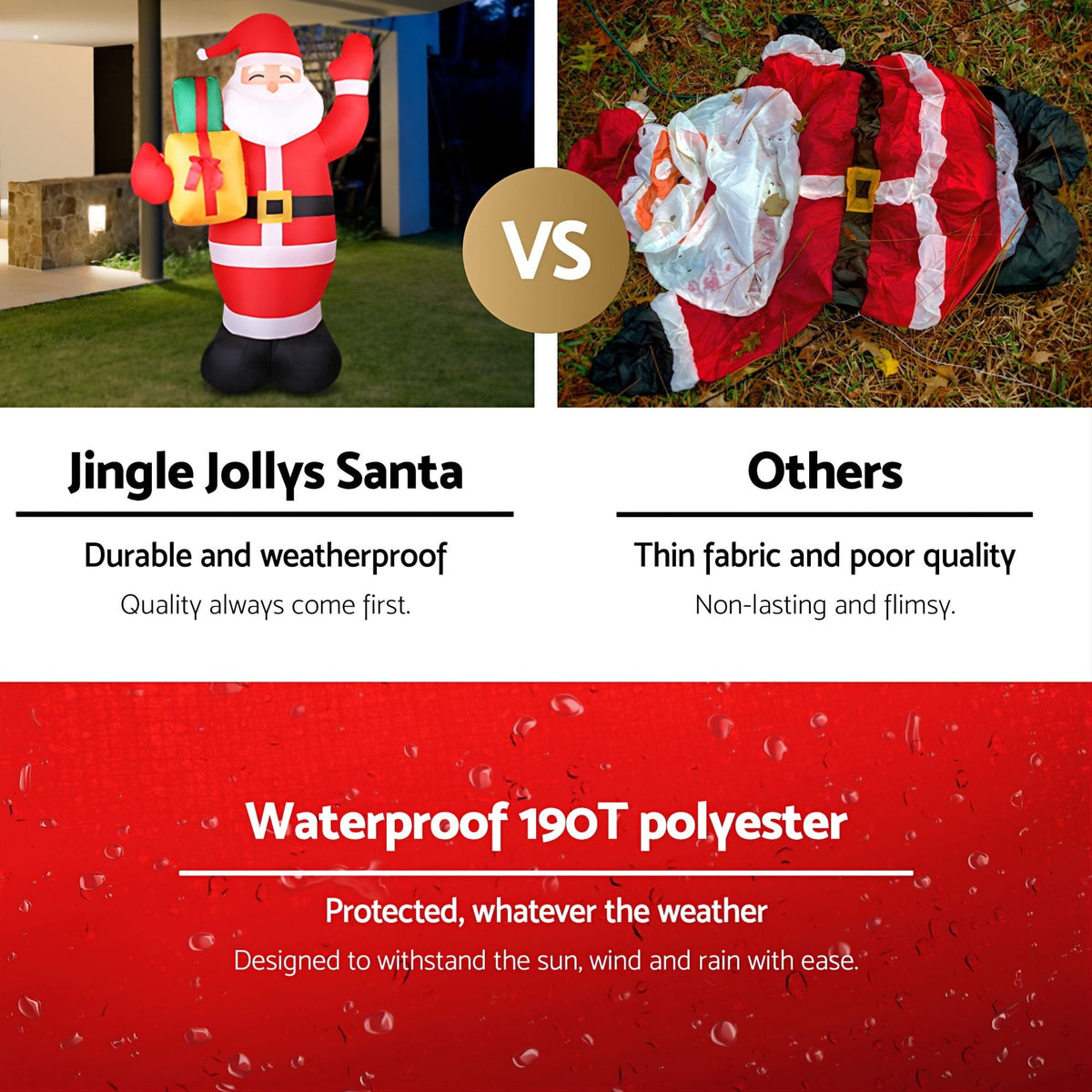 Jingle Jollys Occasions > Christmas > Christmas Decorations Jingle Jollys Christmas Inflatable Santa 2.4M Illuminated Decorations