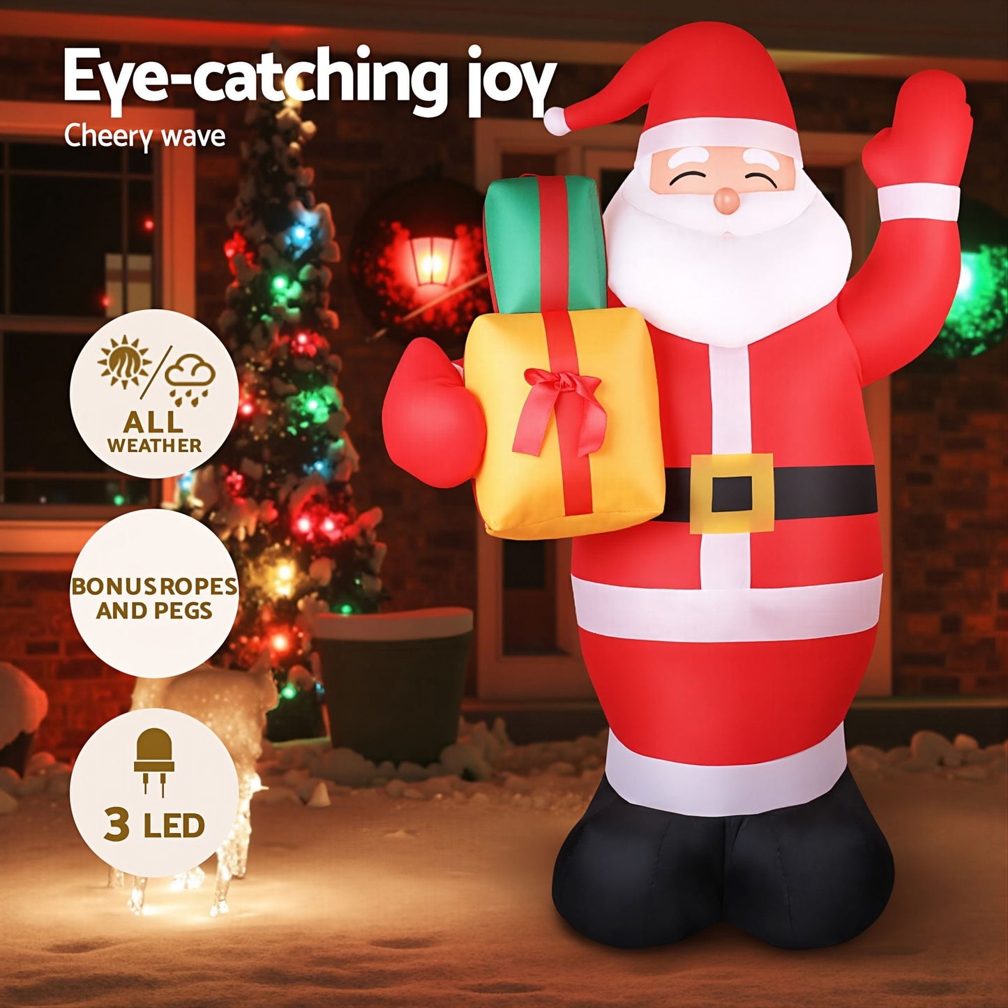 Jingle Jollys Occasions > Christmas > Christmas Decorations Jingle Jollys Christmas Inflatable Santa 2.4M Illuminated Decorations