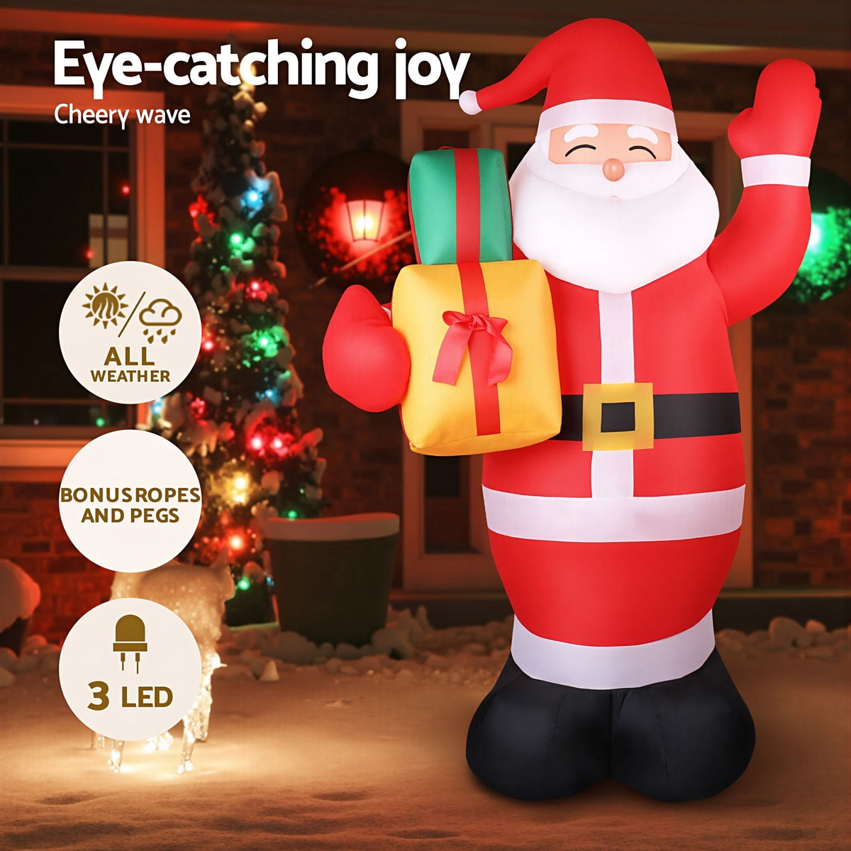 Jingle Jollys Occasions > Christmas > Christmas Decorations Jingle Jollys Christmas Inflatable Santa 2.4M Illuminated Decorations