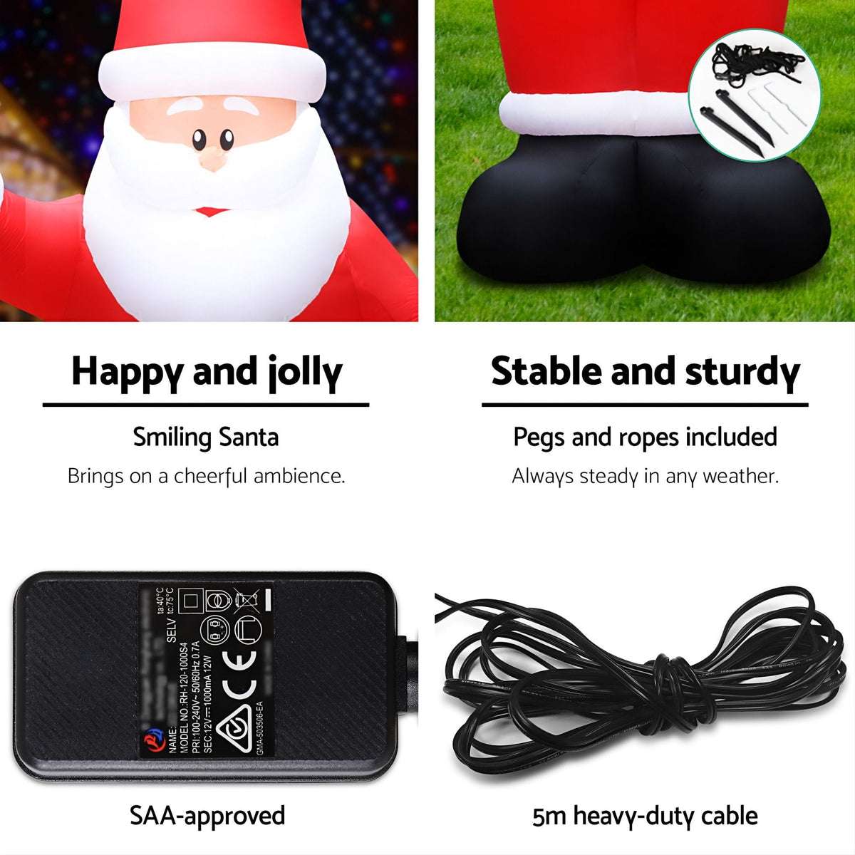 Jingle Jollys Occasions > Christmas > Christmas Decorations Jingle Jollys Christmas Inflatable Santa 5M Illuminated Decorations