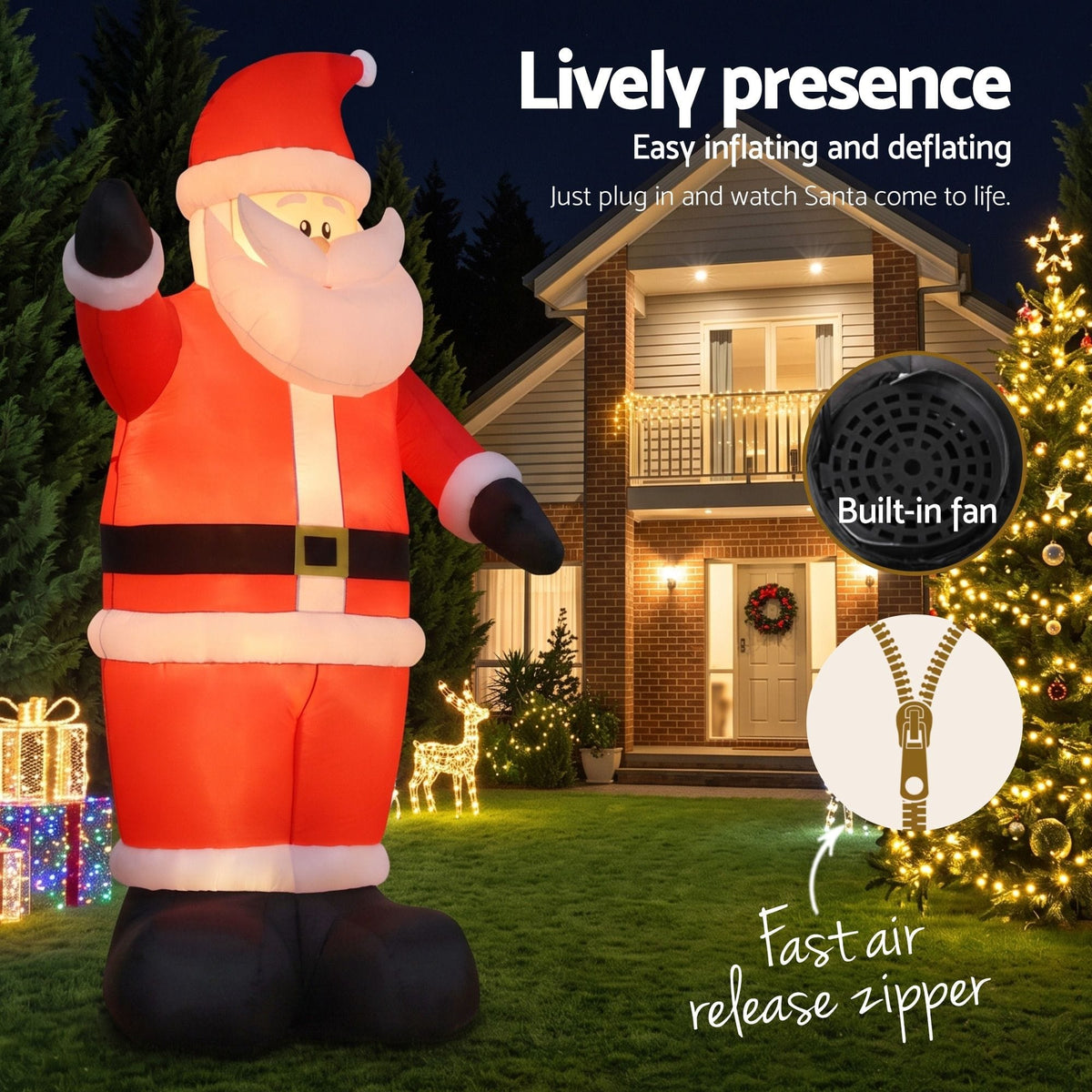 Jingle Jollys Occasions > Christmas > Christmas Decorations Jingle Jollys Christmas Inflatable Santa 5M Illuminated Decorations